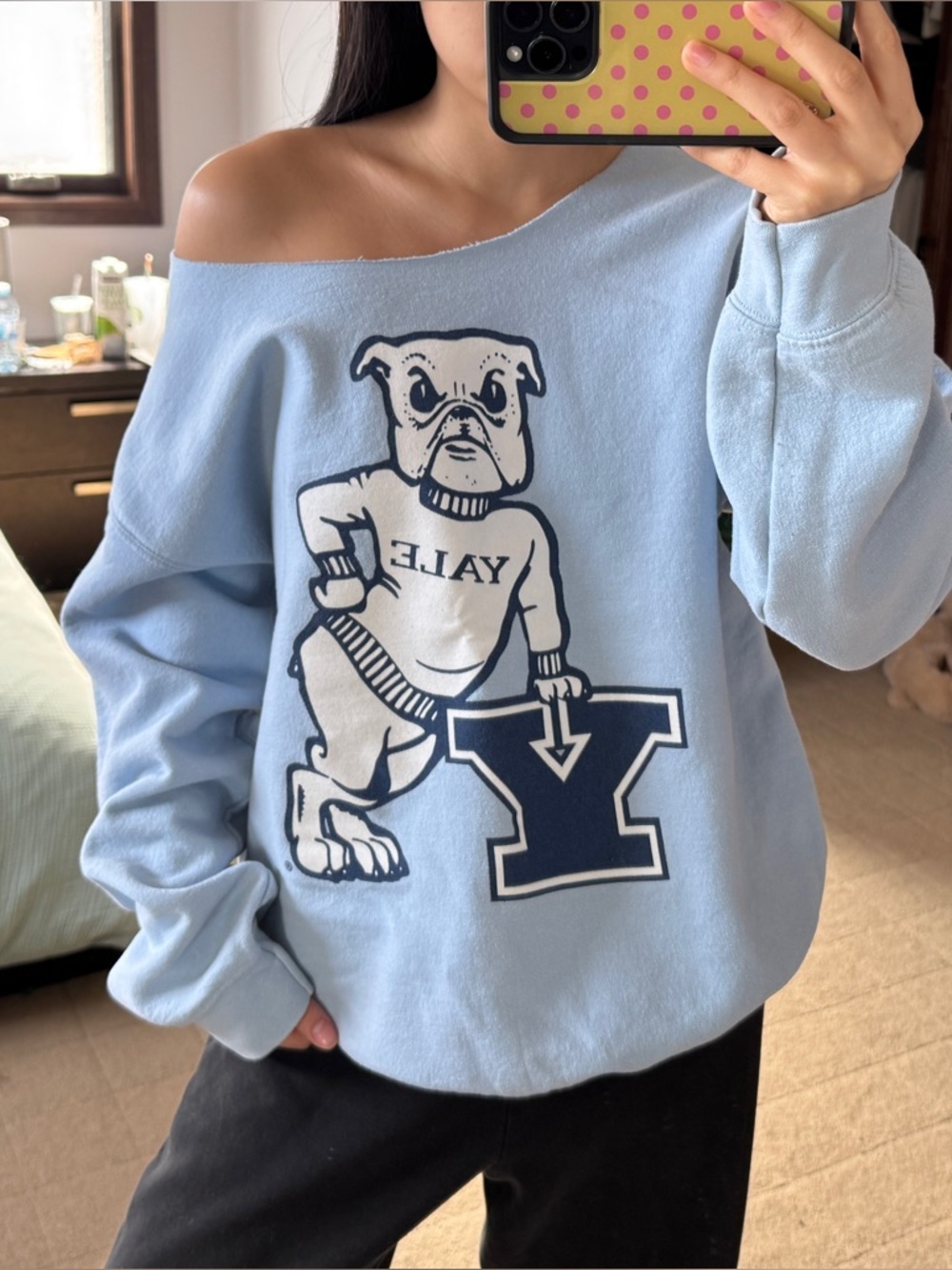 Reworked off the shoulder Yale sweatshirt